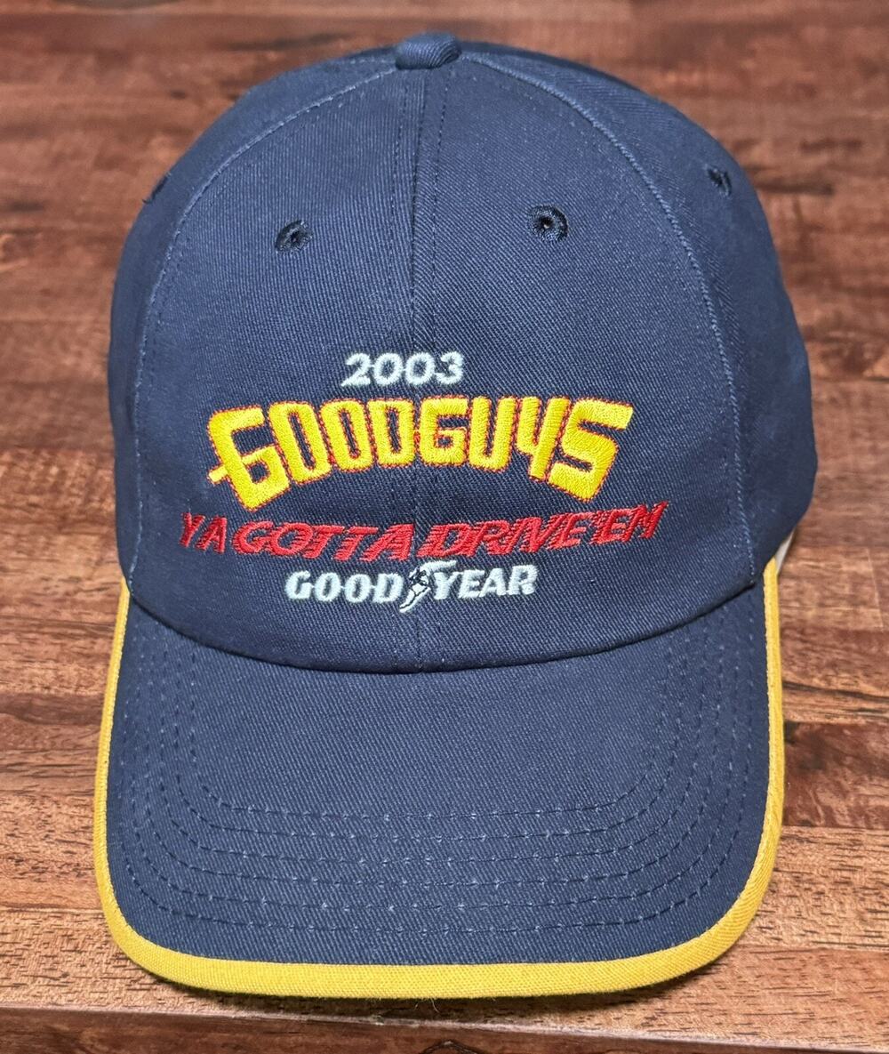 2003 Goodguys Good Year Ball Cap Blue Trucker Hat “Ya Gotta Drive Em”